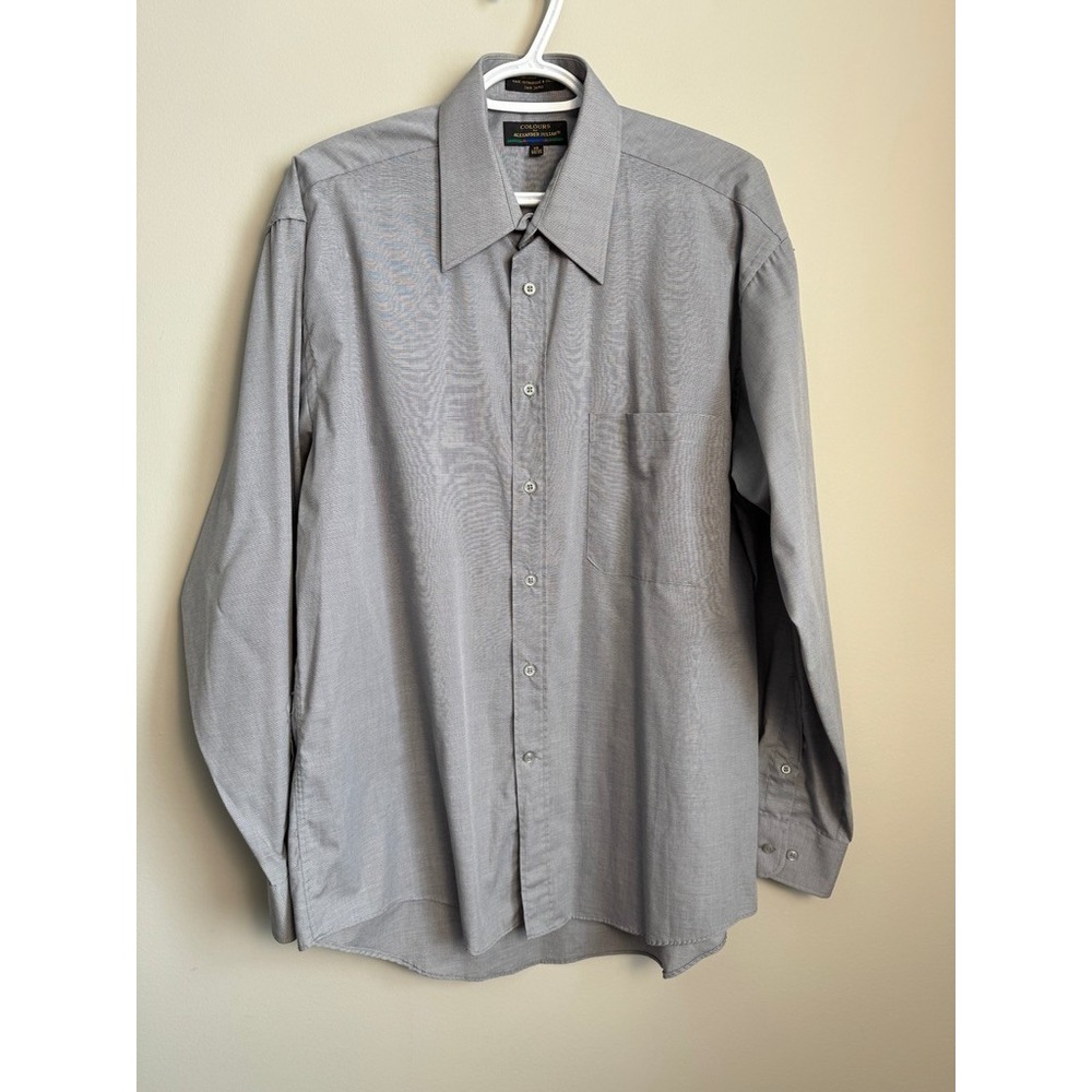 Colours by Alexander Julian Long Sleeve Button Up Dress Shirt Grey Mens 16 34/35